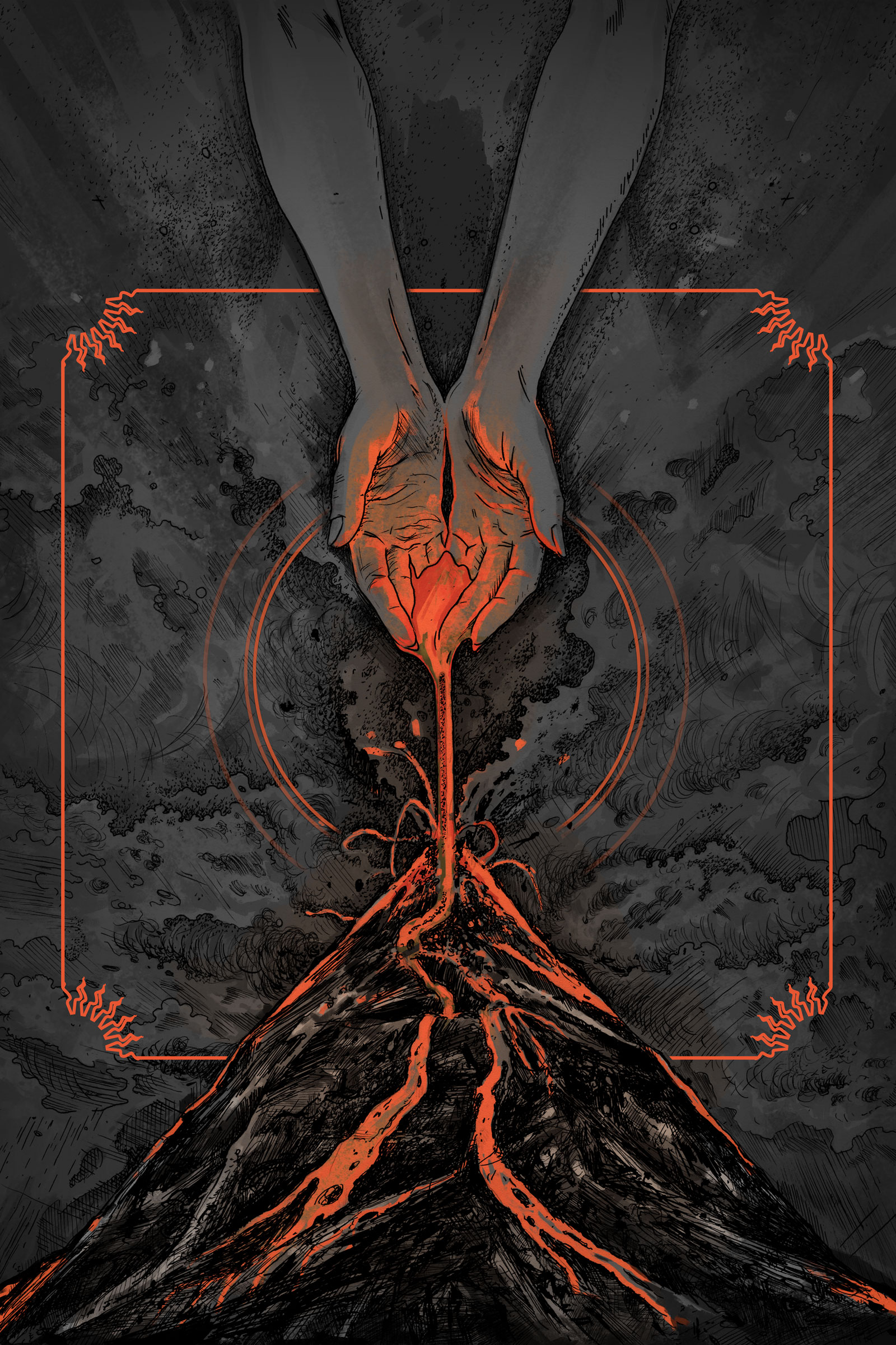 rysunek wrocław wezuwiusz pompeje wulkan plakat metal rock ilustracja 1